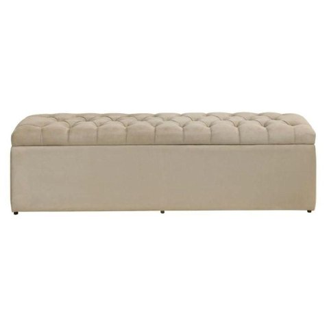 Calçadeira Recamier com Baú Sapateira Dubai 1,58 M Queen Size A23:a38quarto Suede Bege - Aurora