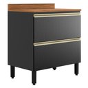 Ver imagem 1 de Balcão de Cozinha Proença 80cm 1 Porta e 1 Gaveta Nogueira Touch-carbono Prime Tx com Tampo Mdf -