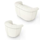 Ver imagem 4 de Conjunto Sala de Estar Decorativo Latvia Sofá Namoradeira e Poltrona Pés de Madeira Bouclê Off White