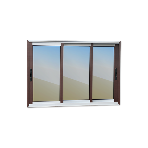 Janela Alumínio Elite 3 Folhas Moveis 1/3 120 x 200 V.Reflex Mix Corten Brimak