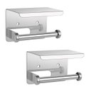 Ver imagem 1 de Suporte Papel Higienico Inox Banheiro Lavabo Kit 2 Unidades Prateleira Apoio Celular Objeto Parede R