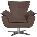 Ver imagem 5 de Poltrona Decorativa Base Giratória Cromada Charger Suede Marrom - Gran Belo
