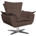 Ver imagem 1 de Poltrona Decorativa Base Giratória Cromada Charger Suede Marrom - Gran Belo