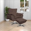 Ver imagem 2 de Poltrona Decorativa Base Giratória Cromada Charger Suede Marrom - Gran Belo