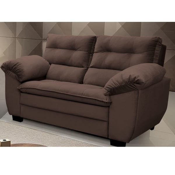 Conjunto Sofá Hellen Premium 3 e 2 Lugares em Tecido Suede Gold