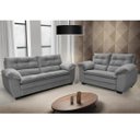 Ver imagem 2 de Conjunto Sofá Hellen Premium 3 e 2 Lugares em Tecido Suede Gold - Cinza