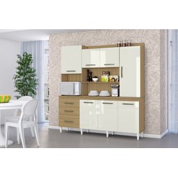 Kit Cozinha Aramóveis Mirela 7 Portas 3 Gavetas e Nichos - Atacama/off White - 5 Kit Cozinha Aramóveis Mirela 7 Portas 3 Gavetas e Nichos - Atacama/off White - 5
