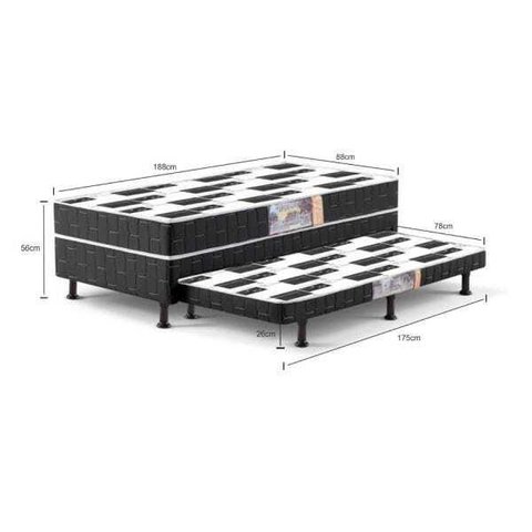 Cama Box Solteiro Umaflex Madrid com Cama Auxiliar 88 - Preto