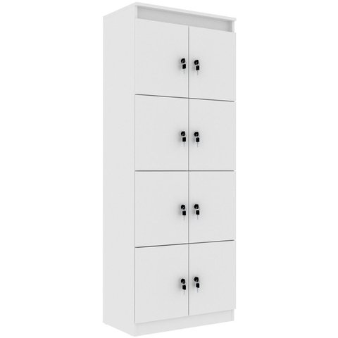 Armário Locker Guarda Volume 8 Portas com Chave Branco