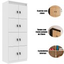 Ver imagem 2 de Armário Locker Guarda Volume 8 Portas com Chave Branco