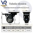 Ver imagem 3 de Kit com 6 Rodinhas Giratória Refoçada 50mm Black com Trava com Rolamento Anti Risco 280kg P/ Móveis