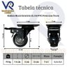 Kit com 6 Rodinhas Giratória Refoçada 50mm Black com Trava com Rolamento Anti Risco 280kg P/ Móveis - 3