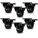 Ver imagem 1 de Kit com 6 Rodinhas Giratória Refoçada 50mm Black com Trava com Rolamento Anti Risco 280kg P/ Móveis