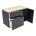 Ver imagem 3 de Kit Banheiro Gabinete 80cm Cuba e Espelheira Preto e Antiqua:cinza/antiqua