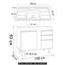 Ver imagem 4 de Balcão de Cozinha com Pia Inox 100cm Luziania Cinza Claro - Lumil