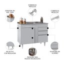 Ver imagem 3 de Balcão de Cozinha com Pia Inox 100cm Luziania Cinza Claro - Lumil
