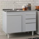 Ver imagem 2 de Balcão de Cozinha com Pia Inox 100cm Luziania Cinza Claro - Lumil