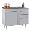 Ver imagem 1 de Balcão de Cozinha com Pia Inox 100cm Luziania Cinza Claro - Lumil