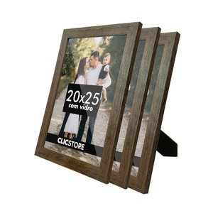 Kit 3 Porta Retrato 20x25 com Vidro Quadro Gravata Imagem Decoração Aparador:tabaco