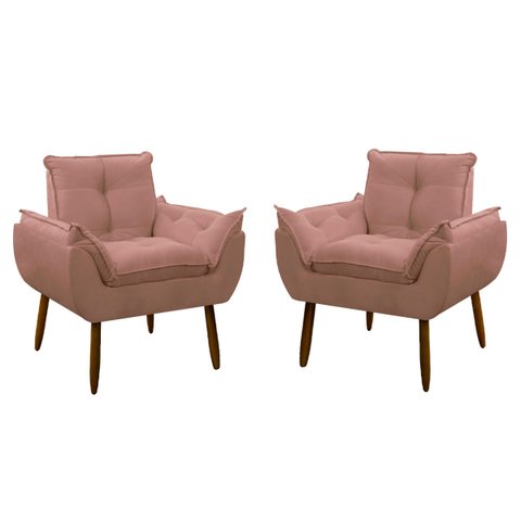 Kit 2 Poltrona Decorativa Sala Estar Escritório Quarto Prime: Rosa