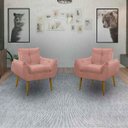 Ver imagem 2 de Kit 2 Poltrona Decorativa Sala Estar Escritório Quarto Prime: Rosa