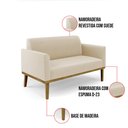 Ver imagem 6 de Sofá Namoradeira Base de Madeira Fixa Castanho Marisa Suede Bege - D'Rossi