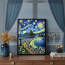 Ver imagem 1 de Quadro Rio de Janeiro Estilo Van Gogh 24x18cm Mold Preta