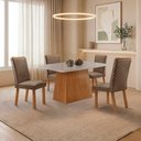 Ver imagem 1 de Mesa de Jantar Aida 120cm Tampo MDF e Vidro Canto Copo com 4 Cadeiras Lira Moderna Mobília