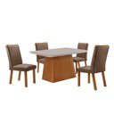 Ver imagem 2 de Mesa de Jantar Aida 120cm Tampo MDF e Vidro Canto Copo com 4 Cadeiras Lira Moderna Mobília