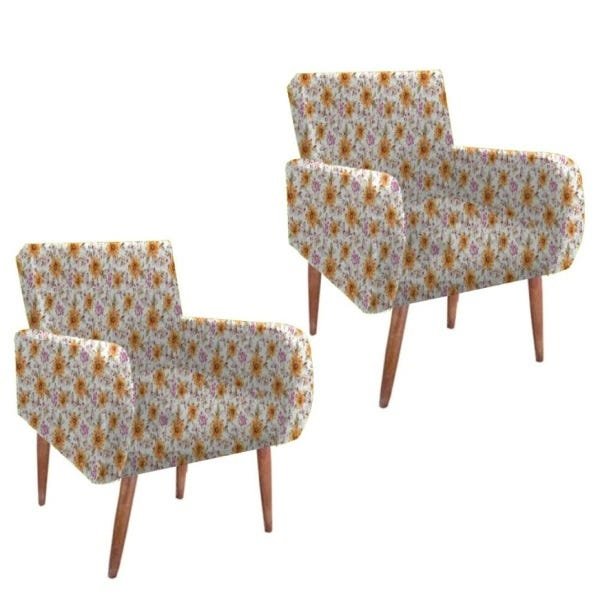 Kit 2 Poltrona Decorativa Liz Floral 26 - Beatriz Decor
