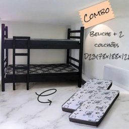 Beliche com 2 Colchões D20 Solteiro 78cm | Madeira Preta | Conforto e Praticidade - 3