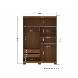 Guarda Roupa Solteiro 4 Portas e 2 Gavetas C/ Pés Buriti Jatoba - Santos Andirá - 3