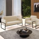 Ver imagem 3 de Sofá Namoradeira com Poltrona Base Industrial Alta Preto Marisa Suede D03 - D\'rossi Cor Bege