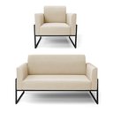 Ver imagem 1 de Sofá Namoradeira com Poltrona Base Industrial Alta Preto Marisa Suede D03 - D\'rossi Cor Bege