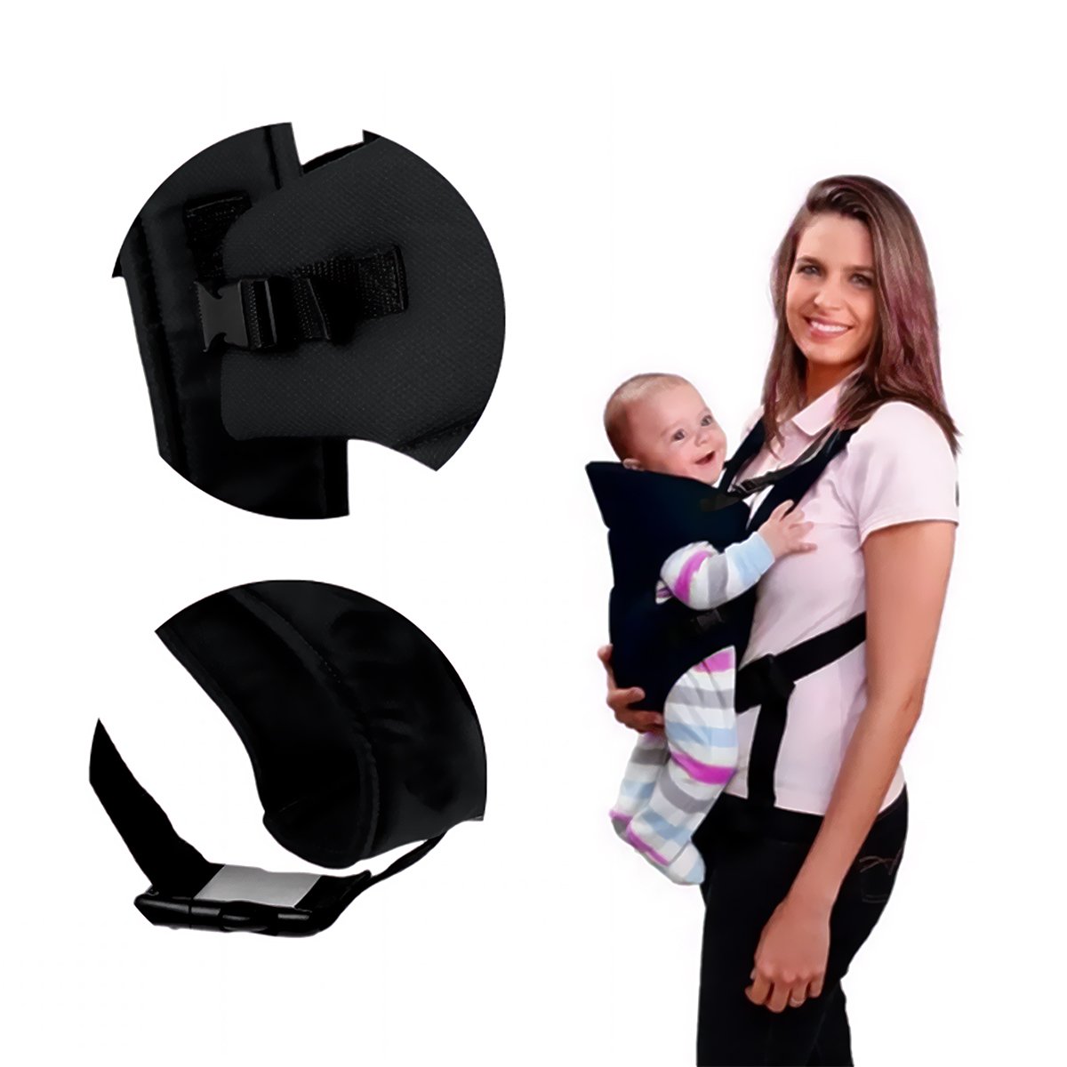 Bolsa Canguru Ergonômica para Bebê:preto - 2