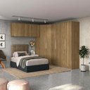 Ver imagem 1 de Quarto Modulado Adapt 10 Portas 9 Gavetas MDP 260cm Nogueira