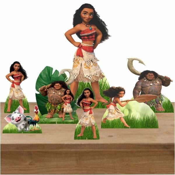 Kit Decoração de Festa Totem Display 8 peças Moana Baby 100x70cm