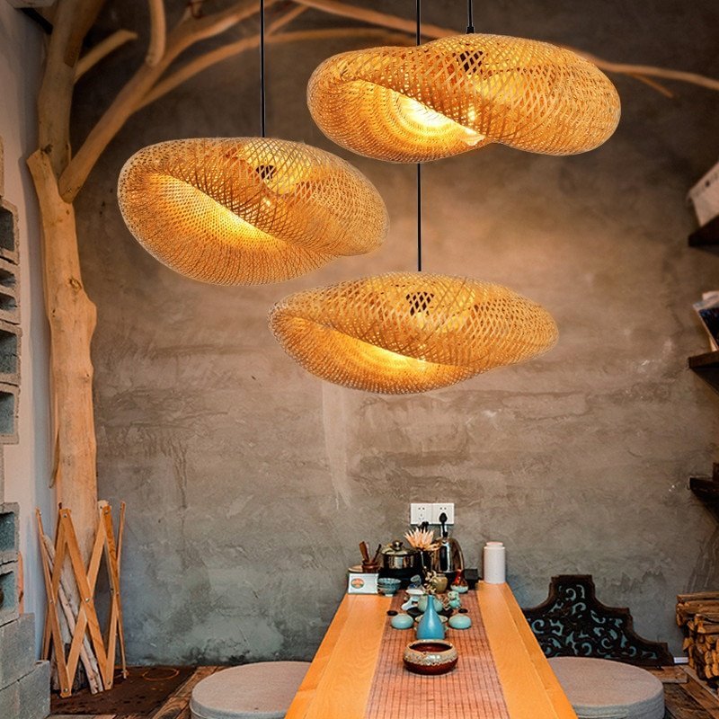 Pendente Luminaria Lâmpada pingente de bambu mão malha estilo chinês tecelagem pendurado lâmpadas 18 - 5