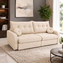 Ver imagem 1 de Sofá Cama Napoli 3 Lugares Retrátil 215cm Off White Linho