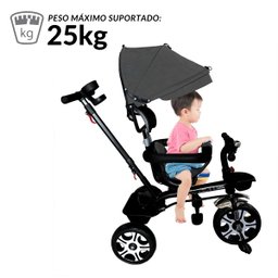 Triciclo Motoca Bicicleta 3 Rodas Infantil Passeio com Empurrador Pedal Capota Brinqway Bw302 - 3