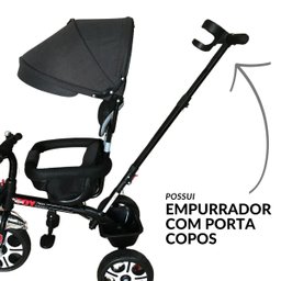 Triciclo Motoca Bicicleta 3 Rodas Infantil Passeio com Empurrador Pedal Capota Brinqway Bw302 - 5