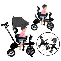 Triciclo Motoca Bicicleta 3 Rodas Infantil Passeio com Empurrador Pedal Capota Brinqway Bw302 - 4