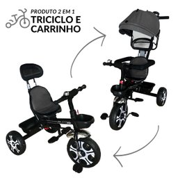 Triciclo Motoca Bicicleta 3 Rodas Infantil Passeio com Empurrador Pedal Capota Brinqway Bw302 - 2