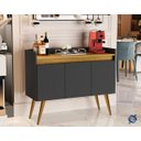 Ver imagem 1 de Aparador Junior Luxo 3 Portas Pés Palito Preto / Madeirado - Comprar Moveis em Casa