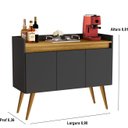 Ver imagem 2 de Aparador Junior Luxo 3 Portas Pés Palito Preto / Madeirado - Comprar Moveis em Casa