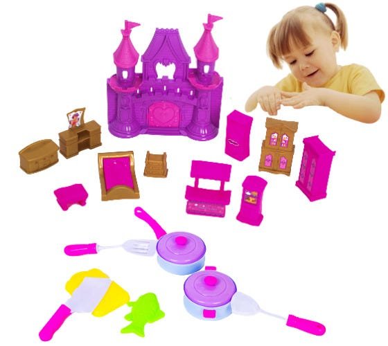 Kit Cozinha Infantil Com Fogão + Airfryer + Jogo De Jantar C/ Copos,  Pratinhos, Panelinhas De Brinquedo Fogãozinho Cooktop Comidinha