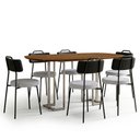 Ver imagem 2 de Mesa Retangular Alina 180cm Cinamomo Champanhe com 6 Cadeiras Barcelona N01 Couríssimo Preto Linho C