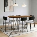 Ver imagem 1 de Mesa Retangular Alina 180cm Cinamomo Champanhe com 6 Cadeiras Barcelona N01 Couríssimo Preto Linho C