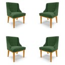 Ver imagem 1 de Kit 4 Cadeiras Decorativas Sala de Jantar Base Fixa de Madeira Firenze Suede Verde/Castanho G19 - Gr