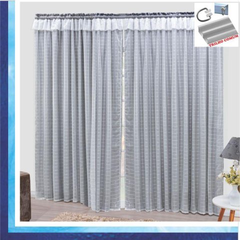 Cortina Romantic Semiblackout e Voal 2,00 X 1,70 para Trilho Comum - Cinza